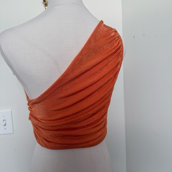 Lioness revolve Orange One-Shoulder Ruched Top XS - Picture 4 of 5